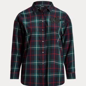 Lauren Ralph Lauren Bullion-Patch Plaid Twill Shirt Size 2X NWT